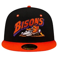 Men's New Era Black Buffalo Bisons Theme Night Lacrosse 59FIFTY Fitted Hat