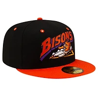 Men's New Era Black Buffalo Bisons Theme Night Lacrosse 59FIFTY Fitted Hat