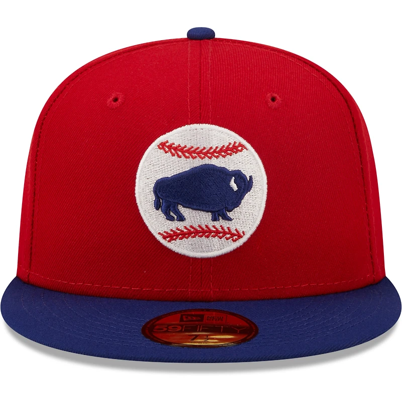 Casquette ajustée 59FIFTY pour homme Buffalo Bisons Authentic Collection New Era rouge