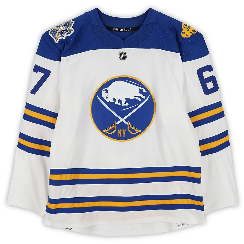 Benoit Pouliot Buffalo Sabres Practice-Used #67 White adidas Jersey vs. New York Rangers on January 1, 2018 - NHL Winter Classic - Worn During Warm-Ups
