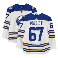 Benoit Pouliot Buffalo Sabres Practice-Used #67 White adidas Jersey vs. New York Rangers on January 1, 2018 - NHL Winter Classic - Worn During Warm-Ups