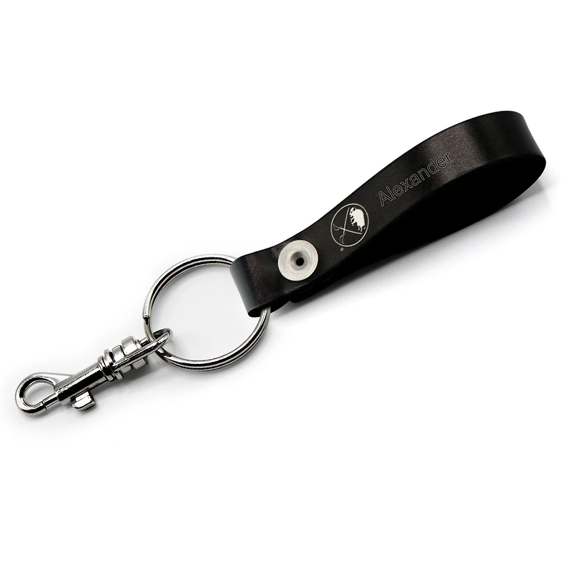 Porte-clés à boucle en cuir personnalisé Buffalo Sabres noirs