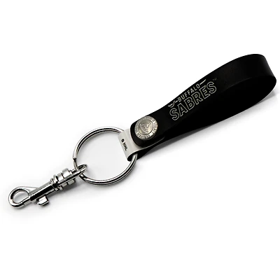 Porte-clés à boucle en cuir personnalisé Buffalo Sabres noirs
