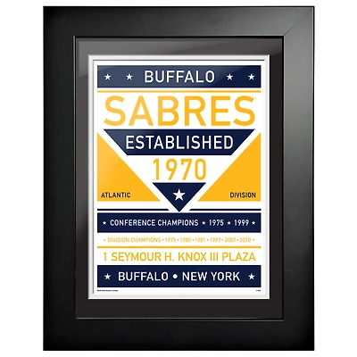 Sabres de Buffalo - Oeuvre encadrée bicolore 12'' x 16''