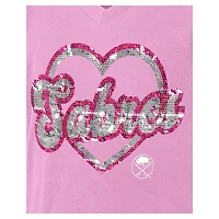 T-shirt à col en V sequins roses Buffalo Sabres de New Era pour fille