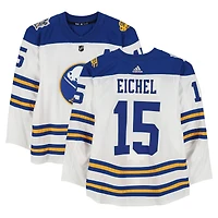 Jack Eichel Buffalo Sabres Practice-Used #15 White adidas Jersey vs. New York Rangers on January 1, 2018 - NHL Winter Classic - Worn During Warm-Ups
