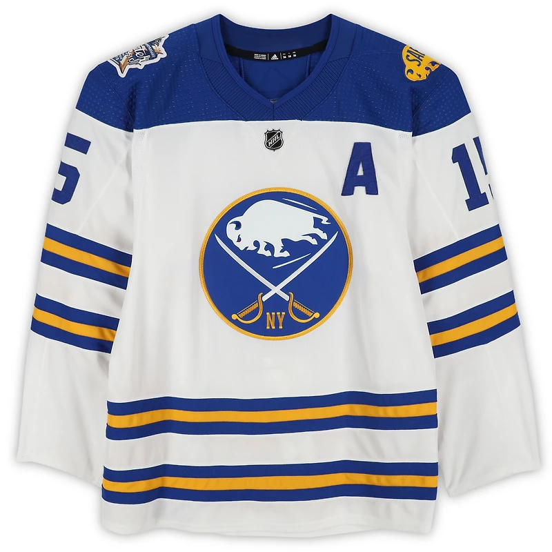Jack Eichel Buffalo Sabres Practice-Used #15 White adidas Jersey vs. New York Rangers on January 1, 2018 - NHL Winter Classic - Worn During Warm-Ups