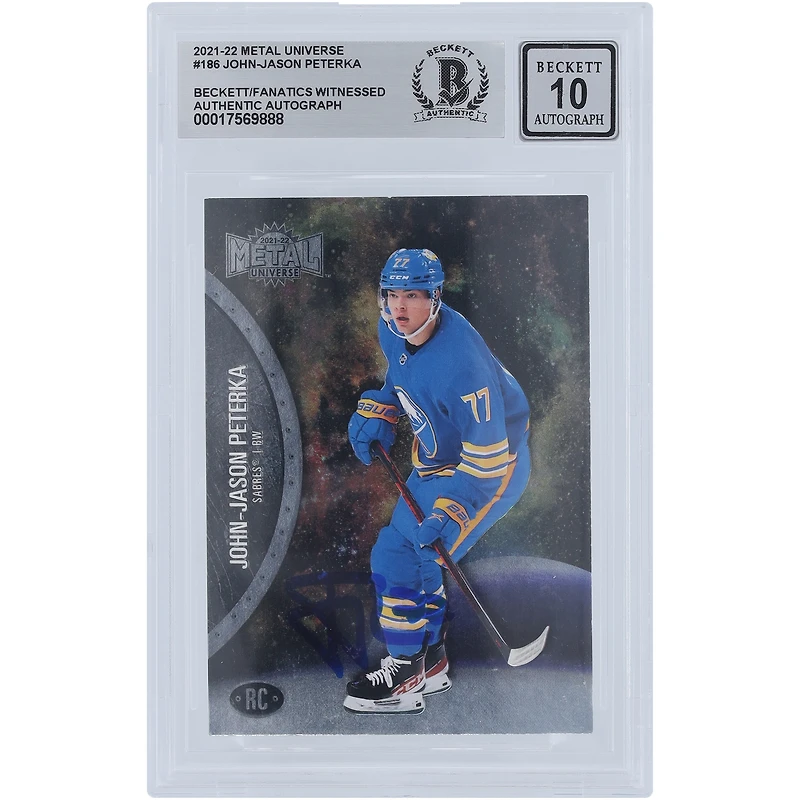 JJ Peterka Buffalo Sabres Autographed 2021-22 Upper Deck Skybox Metal Universe #186 Beckett Fanatics Witnessed Authenticated 10 Rookie Card