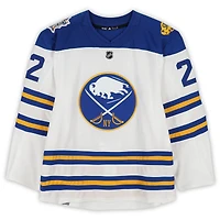 Johan Larsson Buffalo Sabres Practice-Used #22 White adidas Jersey vs. New York Rangers on January 1, 2018 - NHL Winter Classic - Worn During Warm-Ups
