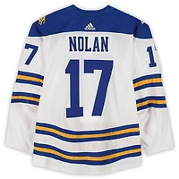 Jordan Nolan Buffalo Sabres Practice-Used #17 White adidas Jersey vs. New York Rangers on January 1, 2018 - NHL Winter Classic - Worn During Warm-Ups