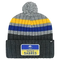 Bonnet en tricot à revers et pompon '47 Grey Buffalo Sabres Stack Patch pour hommes