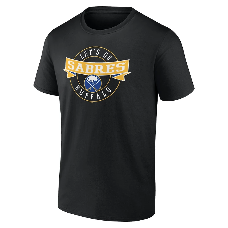 T-shirt noir pour homme avec cercle d'honneur des Sabres de Buffalo