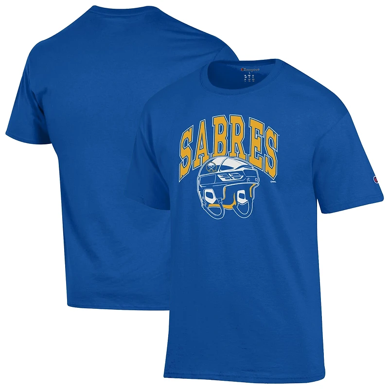 Men's Champion Royal Buffalo Sabres Helmet T-Shirt
