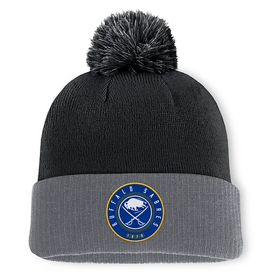 Men's Fanatics  Black Buffalo Sabres Aspyn Cuffed Knit Hat with Pom