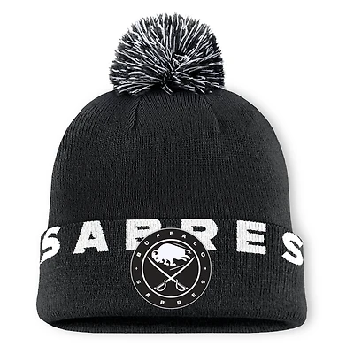 Men's Fanatics Black Buffalo Sabres High Stick Cuffed Knit Hat with Pom