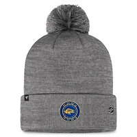 Bonnet en tricot à revers de glace Authentic Pro Home Fanatics Grey Buffalo Sabres pour hommes avec pompon
