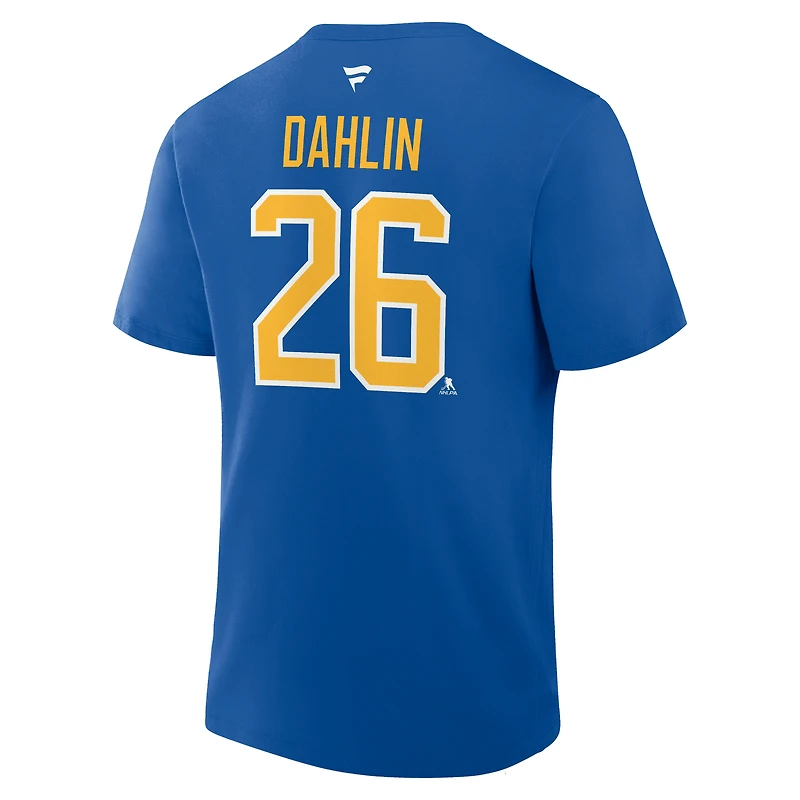 T-shirt Fanatics Rasmus Dahlin Royal Buffalo Sabres Authentic Stack avec nom et numéro pour homme
