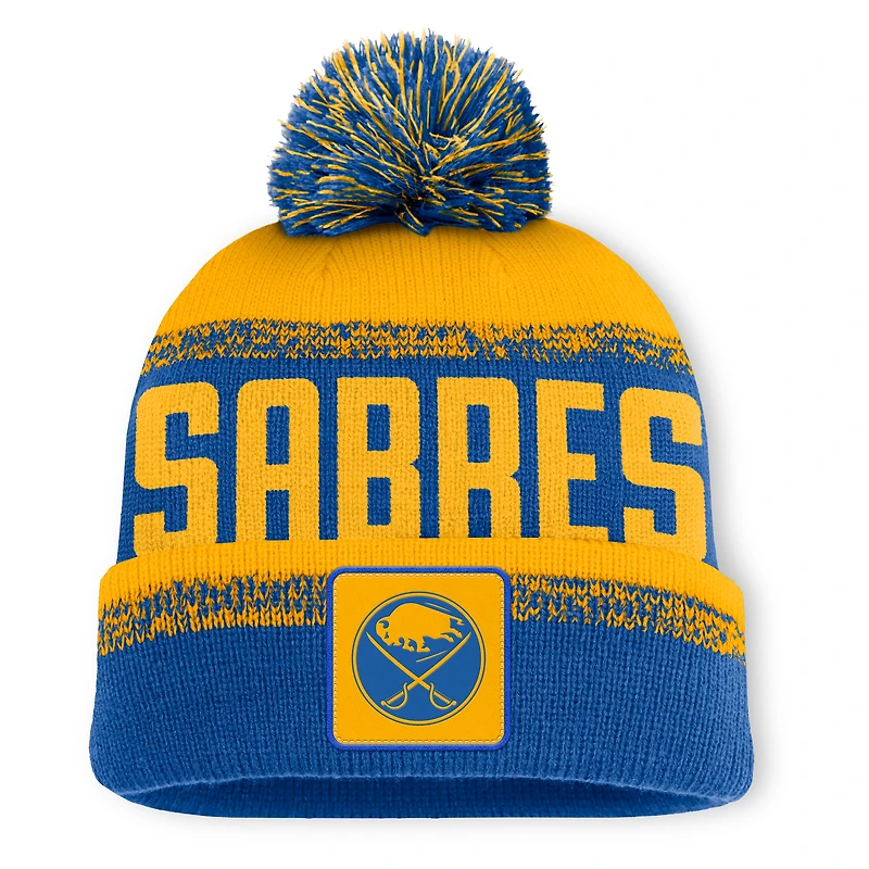 Men's Fanatics Royal/Gold Buffalo Sabres Fundamentals Thrive Cuffed Knit Hat with Pom