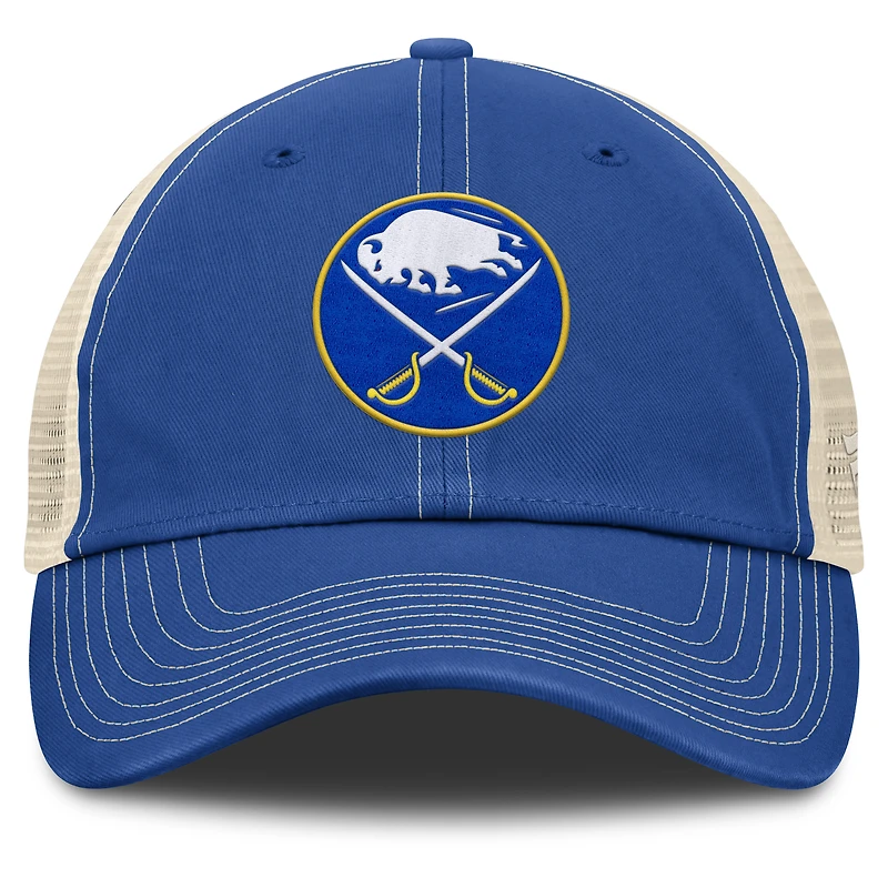 Men's Fanatics Royal/Natural Buffalo Sabres Rival Trucker Adjustable Hat