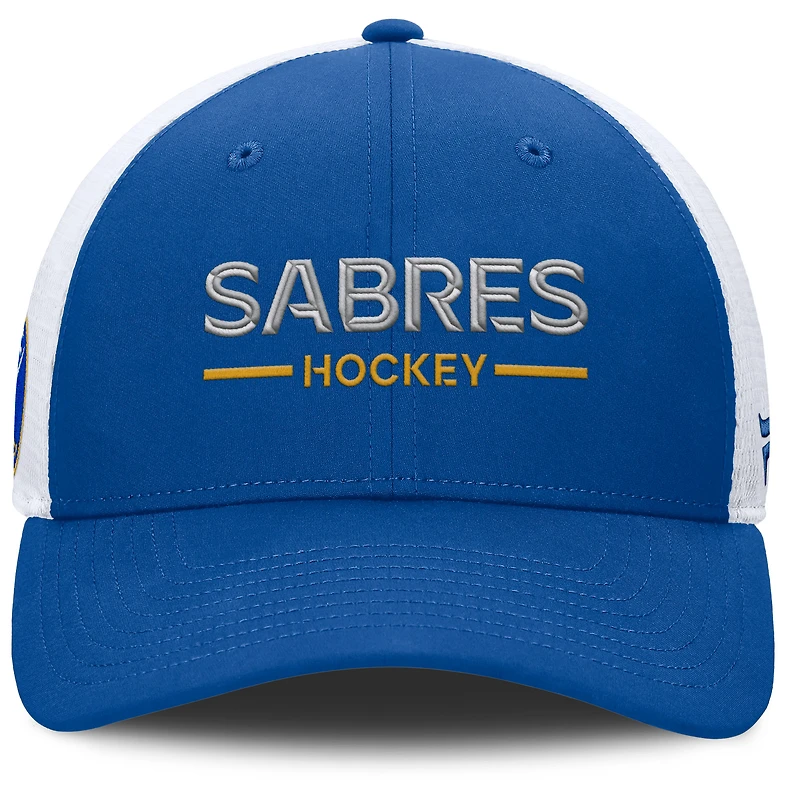 Men's Fanatics Royal/White Buffalo Sabres Authentic Pro Rink Lockup Adjustable Trucker Hat