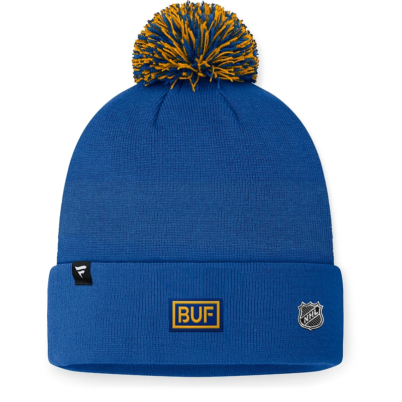Bonnet en tricot à revers de repêchage de la LNH 2024 Fanatics Royal Buffalo Sabres pour hommes avec pompon