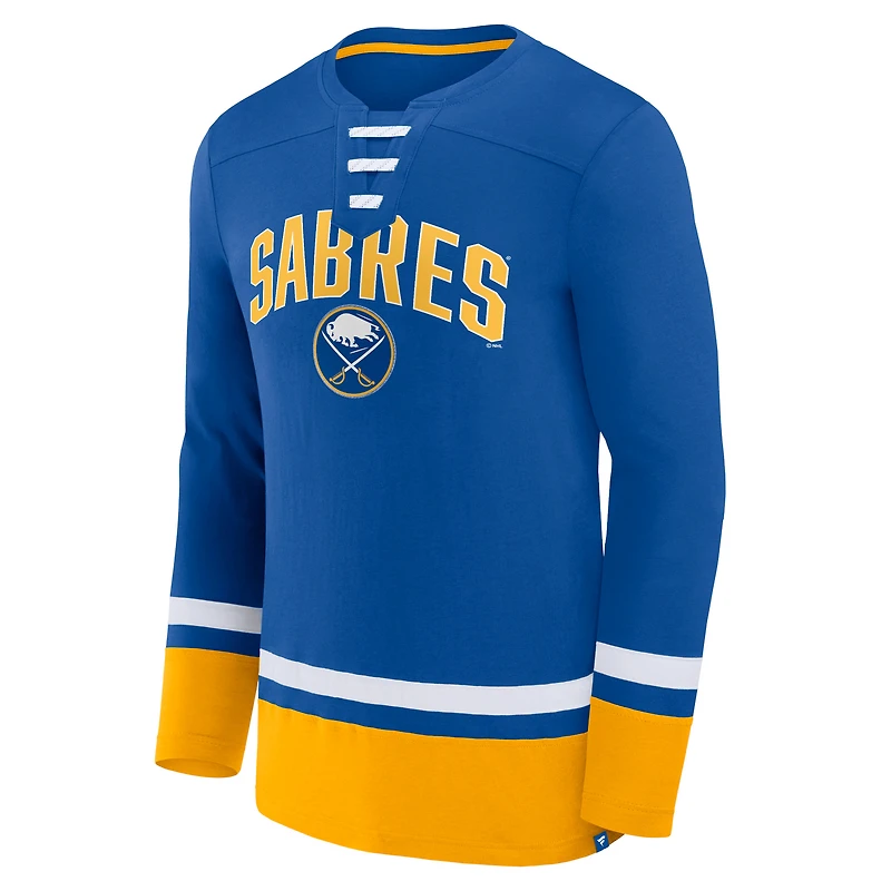 Men's Fanatics Royal Buffalo Sabres Back Pass Lace-Up Long Sleeve T-Shirt