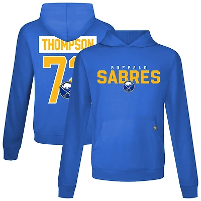 Men's Levelwear Tage Thompson Royal Buffalo Sabres Relay Name & Number Long Sleeve Hooded T-Shirt