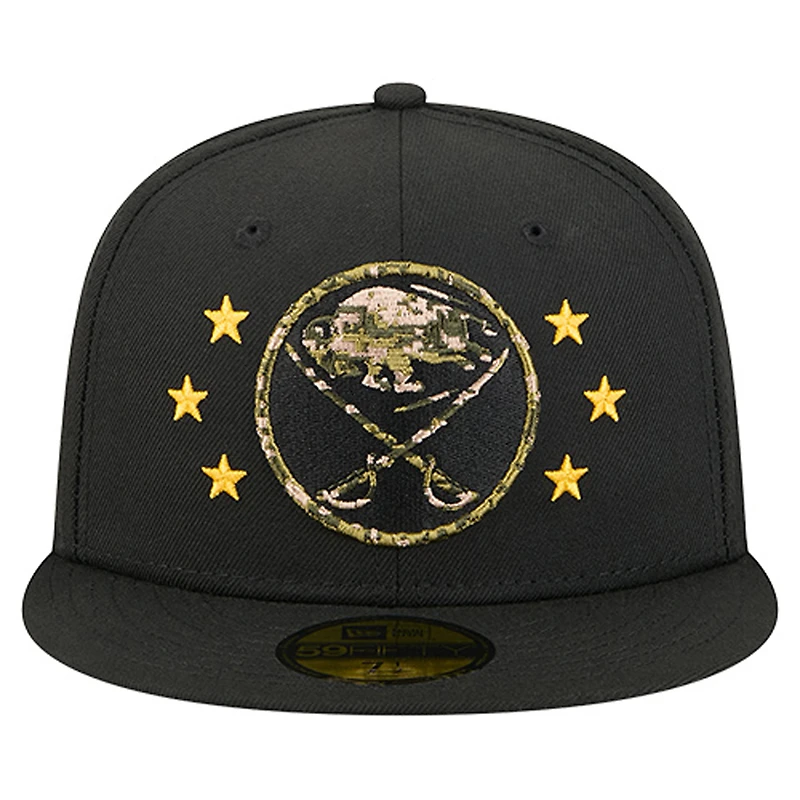 Casquette ajustée 59FIFTY pour homme New Era Black Buffalo Sabres Military Appreciation Digital Camo Stars