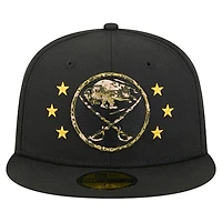 Casquette ajustée 59FIFTY pour homme New Era Black Buffalo Sabres Military Appreciation Digital Camo Stars