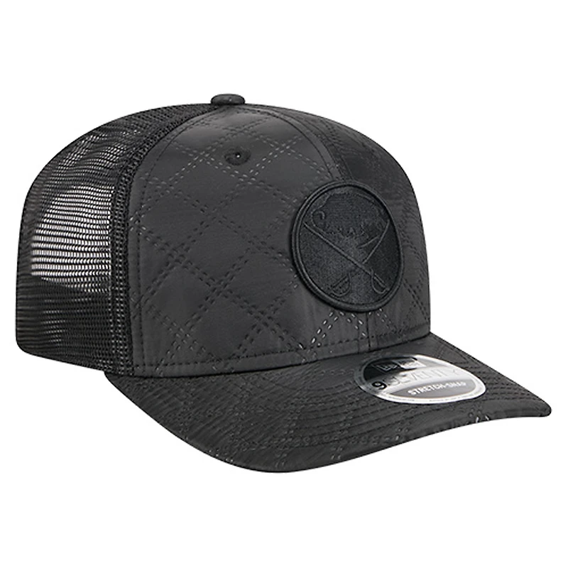 Casquette de camionneur ajustable New Era 9SEVENTY en nylon matelassé noir Buffalo Sabres pour homme