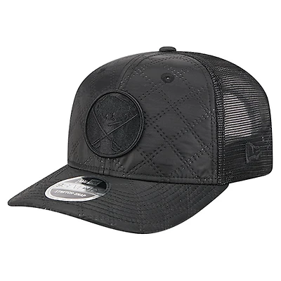 Casquette de camionneur ajustable New Era 9SEVENTY en nylon matelassé noir Buffalo Sabres pour homme