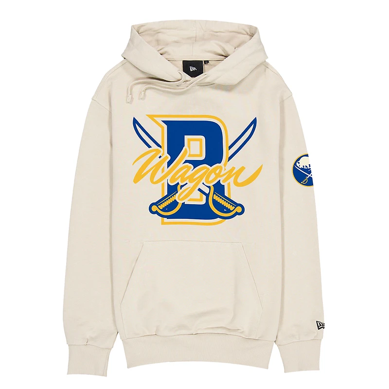 Sweat à capuche New Era pour homme, couleur crème, motif Buffalo Sabres Wagon Defender