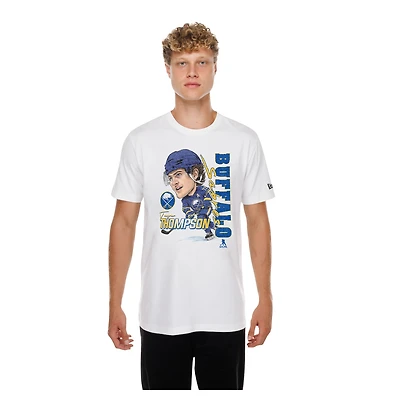 T-shirt graphique New Era pour homme Tage Thompson blanc Buffalo Sabres