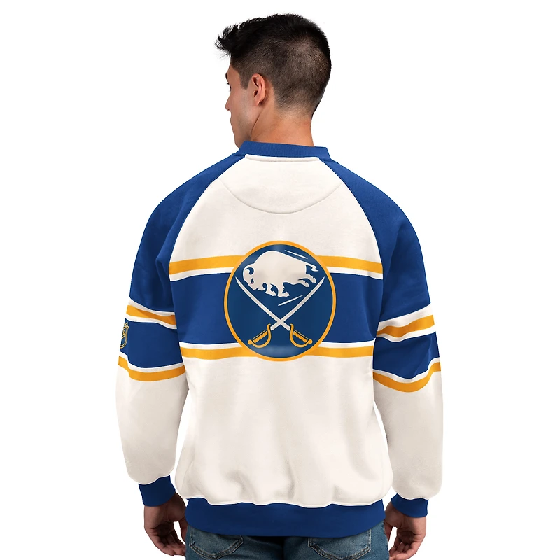 Sweat-shirt à col rond en polaire Starter White Buffalo Sabres Defense pour homme