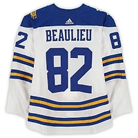 Nathan Beaulieu Buffalo Sabres Practice-Used #82 White adidas Jersey vs. New York Rangers on January 1, 2018 - NHL Winter Classic - Worn During Warm-Ups