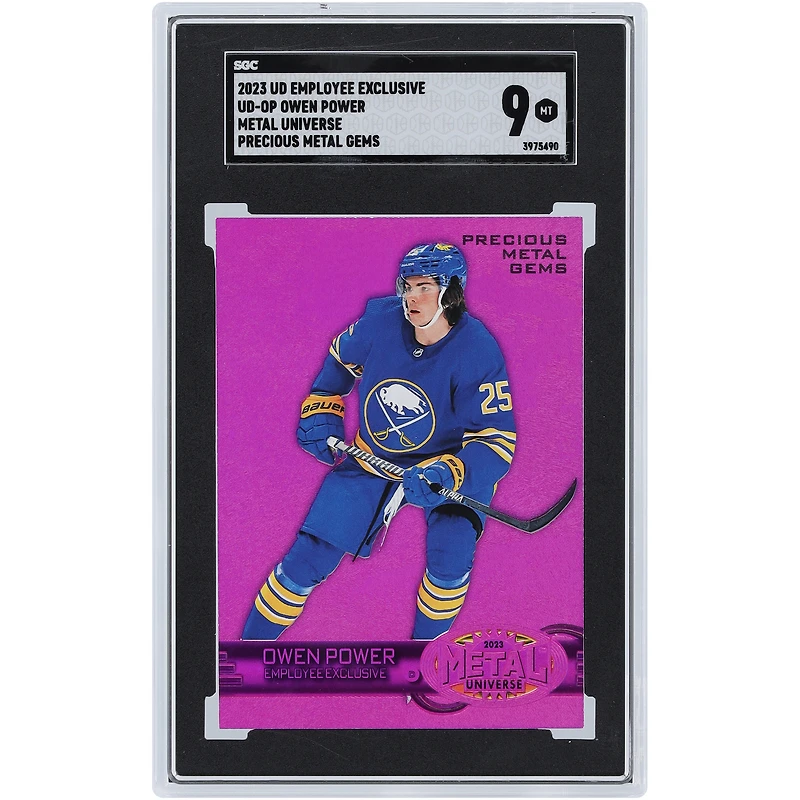 Owen Power Buffalo Sabres 2023 Upper Deck Employee Exclusive Metal Universe Precious Metal Gems #UD-OP SGC Authenticated 9 Card