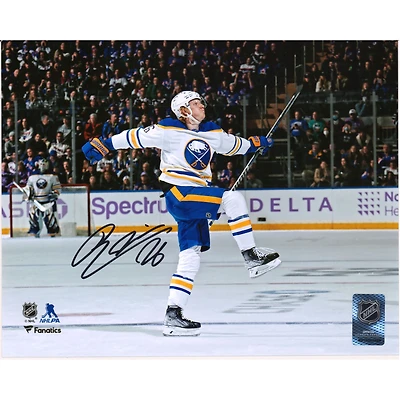 Rasmus Dahlin Buffalo Sabres Autographed 8" x 10" White Jersey Celebration Photograph