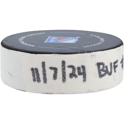 Sam Lafferty Buffalo Sabres Game-Used Goal Puck from November 7, 2024 vs. New York Rangers 