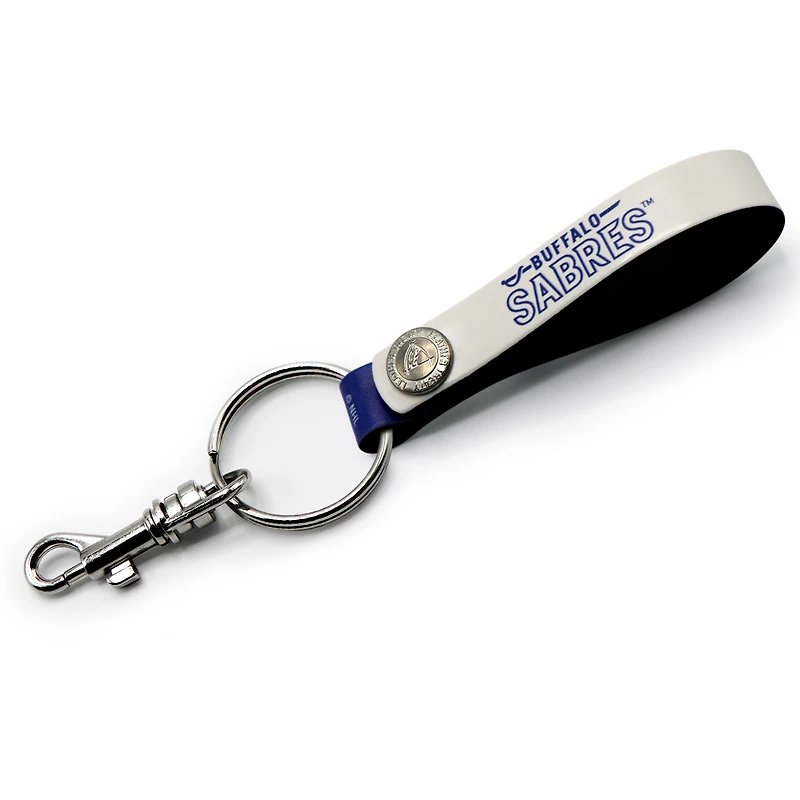 White Buffalo Sabres Personalized Leather Loop Keychain