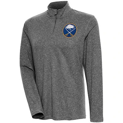 Women's Antigua  Heather Black Buffalo Sabres Confront Quarter-Zip Pullover Top