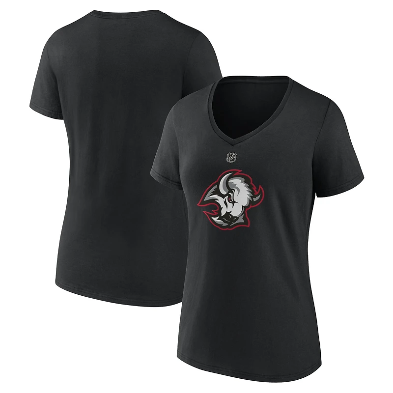 Women's  Black Buffalo Sabres Alternate Logo V-Neck T-Shirt
