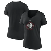 Women's  Black Buffalo Sabres Alternate Logo V-Neck T-Shirt