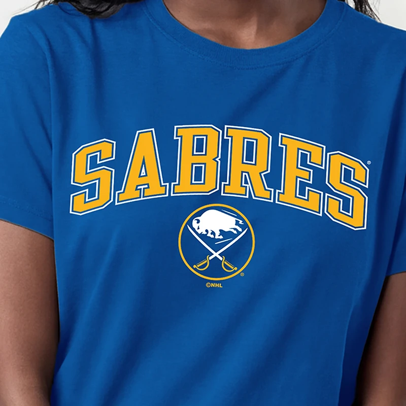 Women's Champion Royal Buffalo Sabres Arch Mascot Logo T-Shirt
