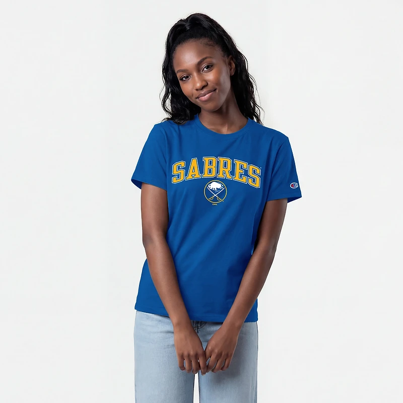 Women's Champion Royal Buffalo Sabres Arch Mascot Logo T-Shirt