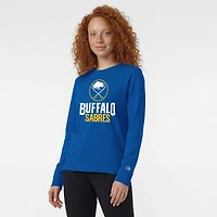 Women's Champion  Royal Buffalo Sabres Wordmark Lockup Long Sleeve T-Shirt