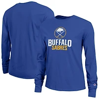 Women's Champion  Royal Buffalo Sabres Wordmark Lockup Long Sleeve T-Shirt