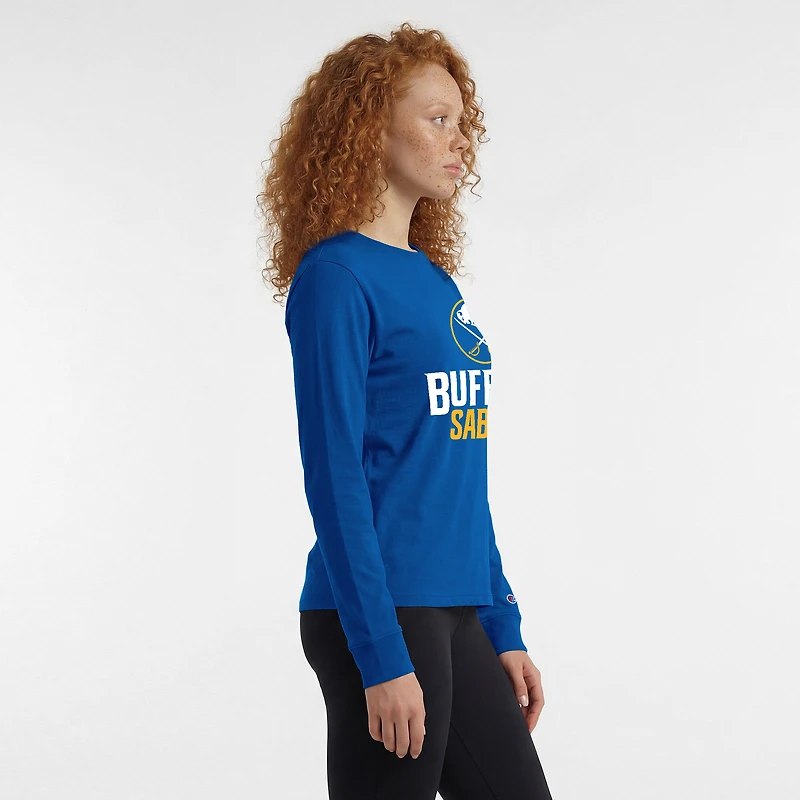 Women's Champion  Royal Buffalo Sabres Wordmark Lockup Long Sleeve T-Shirt