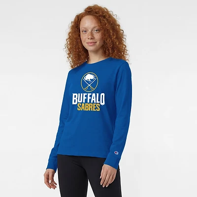 Women's Champion  Royal Buffalo Sabres Wordmark Lockup Long Sleeve T-Shirt