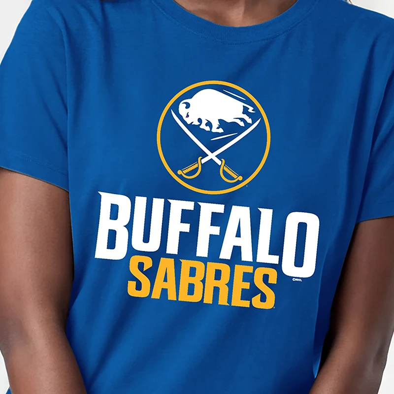 Women's Champion Royal Buffalo Sabres Wordmark Lockup T-Shirt