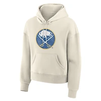 Women's Fanatics Cream Buffalo Sabres Distressed Logo Hoodie